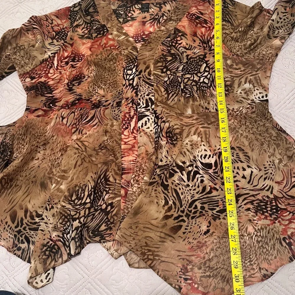 Ashley Stewart Brown Animal Print Tunic Women's‎ Long Sleeve Blouse Size 22/ 2XL